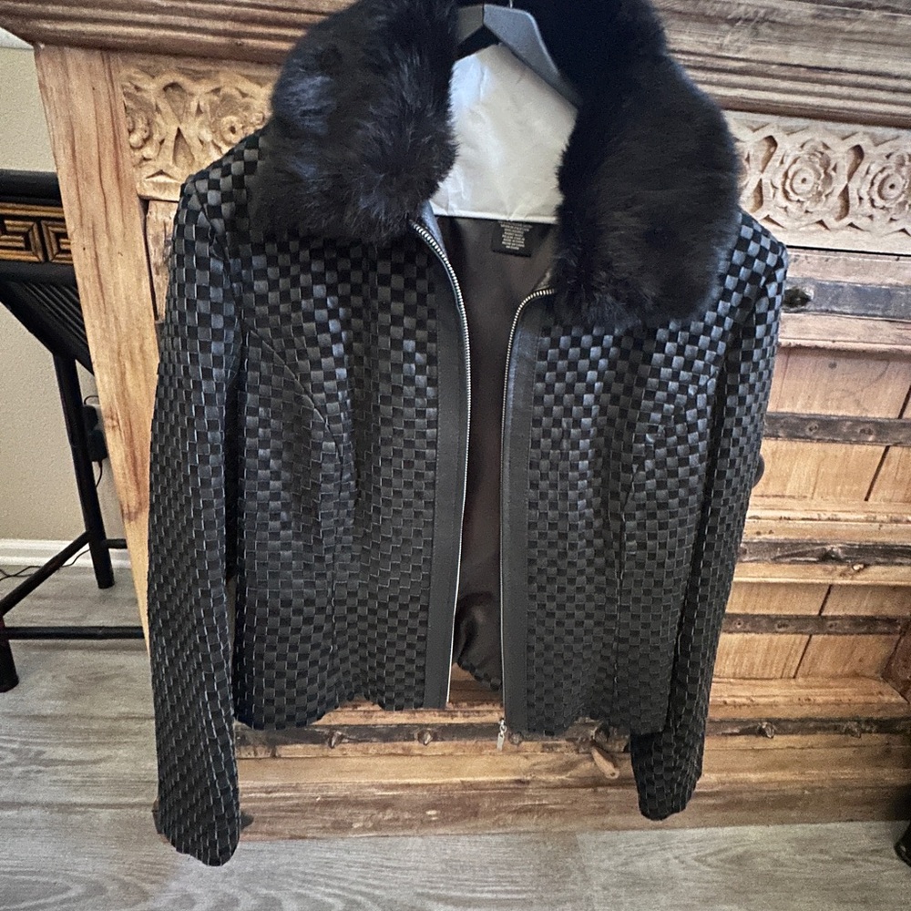 Women's Apostrophe Black Basic Jacket Size XL Reg Leather